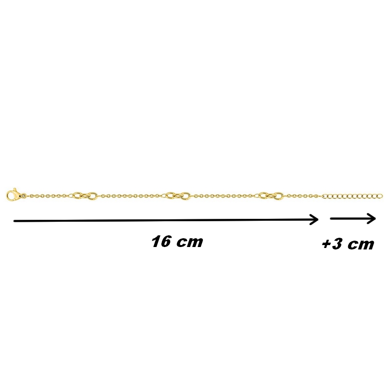 Bracelet chaîne Femme Acier inoxydable doré ROBBEZ MASSON, dimensions