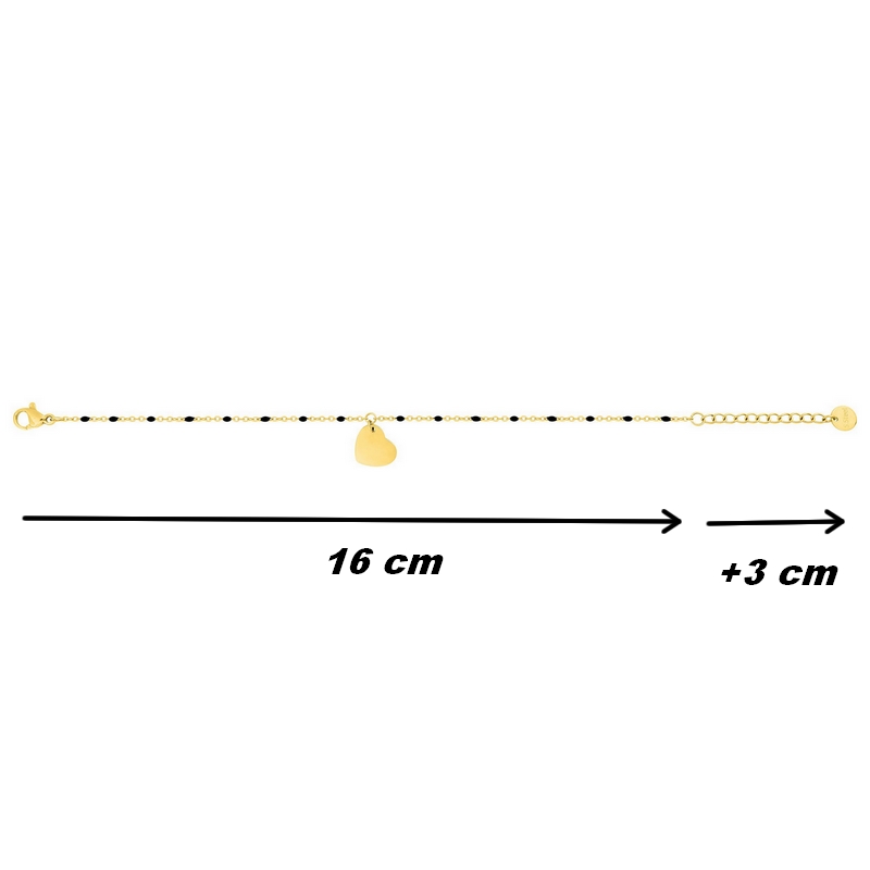 Bracelet Cœur Femme Acier inoxydable doré et Epoxy synthétique ROBBEZ MASSON, dimensions