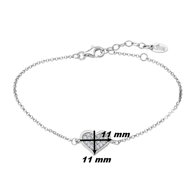 Bracelet Cœur Femme Argent 925/1000 et Oxydes de zirconium LOTUS LP3125-2/1, dimensions