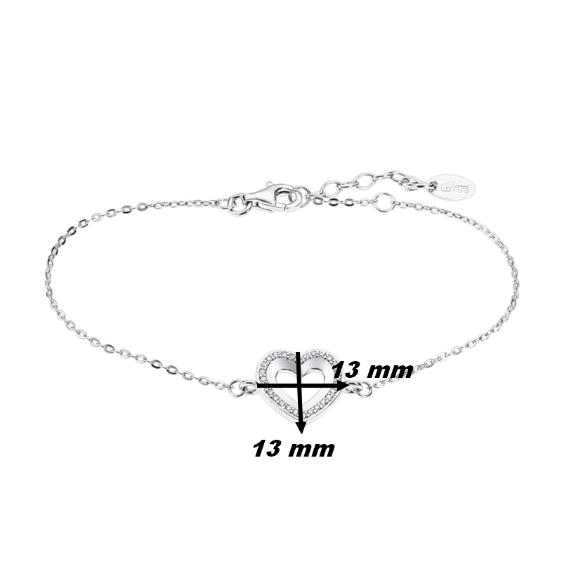 Bracelet Cœur Femme Argent 925/1000 et Oxydes de zirconium LOTUS LP3137-2/1, dimensions