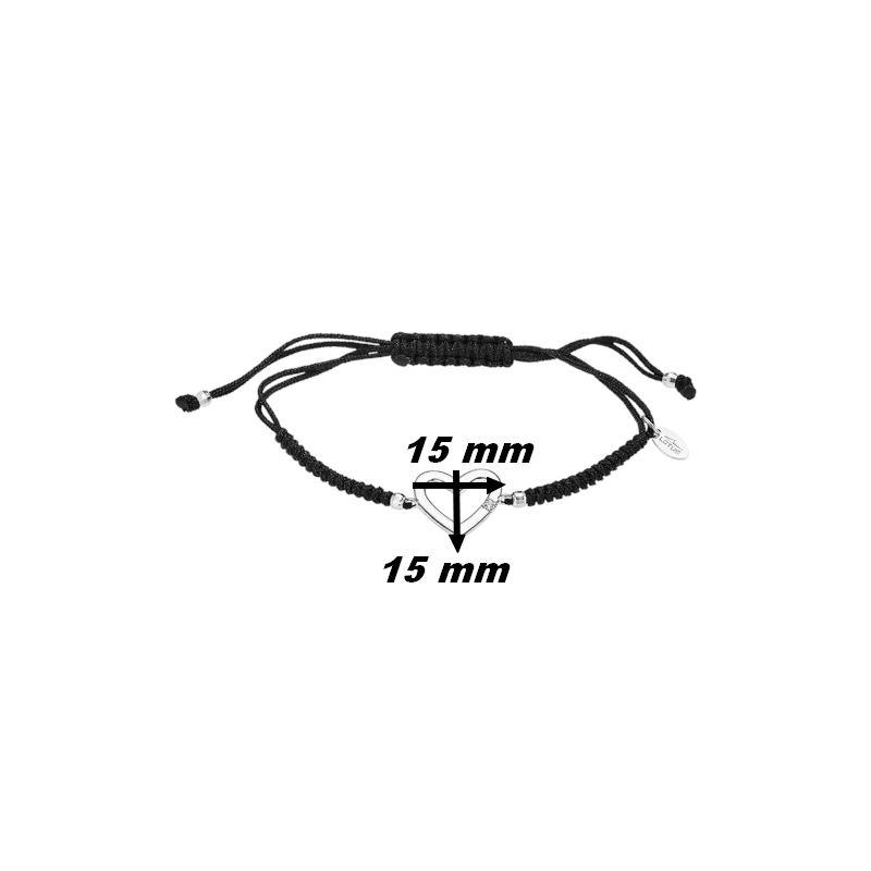 Bracelet cordon Femme Cœur Argent 925/1000 et Oxydes de zirconium LOTUS LP3217-2/1, dimensions