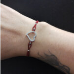 Bracelet cordon rouge Femme Cœur Argent 925/1000 et Oxydes de zirconium LOTUS LP1519-2/1 porté