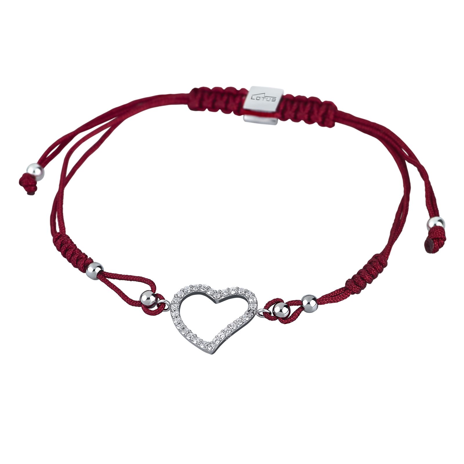 bracelet-coeur-femme-cordon-rouge-argent-925-et-oxydes-LOTUS-LP1519-2-1 Bracelet cordon rouge Femme Cœur Argent 925/1000 et Oxydes de zirconium LOTUS LP1519-2/1