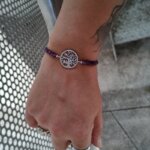 Bracelet élastique Femme Arbre de vie Argent 925/1000, pierres mauves synthétiques et Oxydes de zirconium LOTUS LP1896-2/3 porté