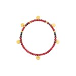 Bracelet élastique breloque Femme Acier inoxydable doré et Rubis synthétique ROBBEZ MASSON