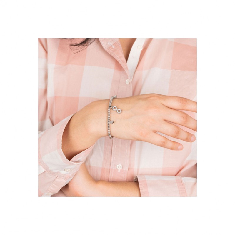 Bracelet élastique Femme Infini, Acier inoxydable et strass LOTUS LS2170-2/6 porté