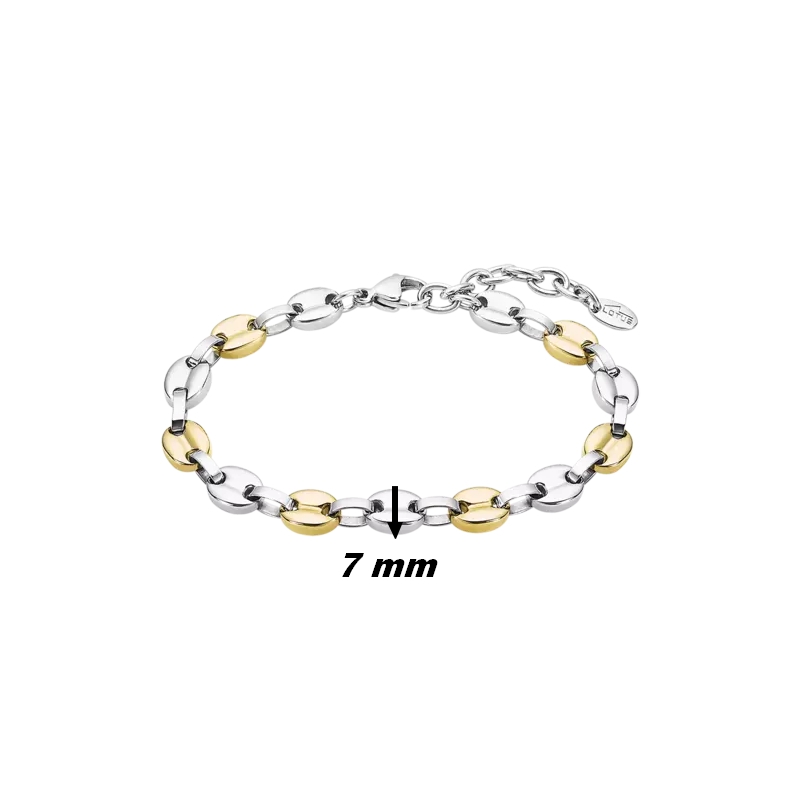 bracelet-femme-acier-inoxydable-bicolore-grain-de-cafe-LOTUS-LS2124-2-2-largeur Bracelet Femme Grain de café Acier inoxydable bicolore LOTUS LS2124-2/2, dimensions