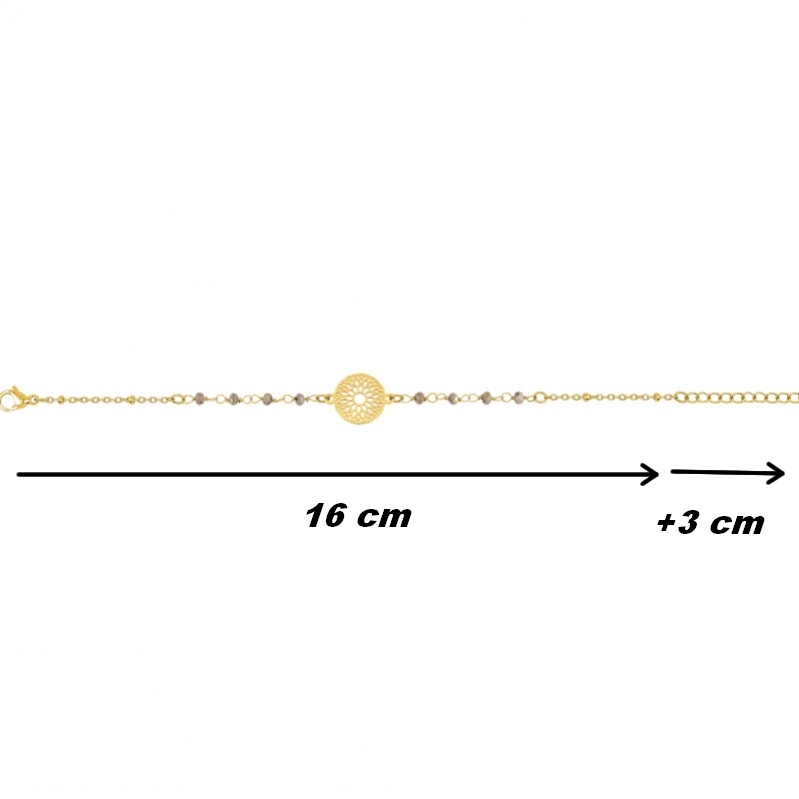 Bracelet Femme Acier inoxydable doré et Cristal marron synthétique ROBBEZ MASSON, dimensions