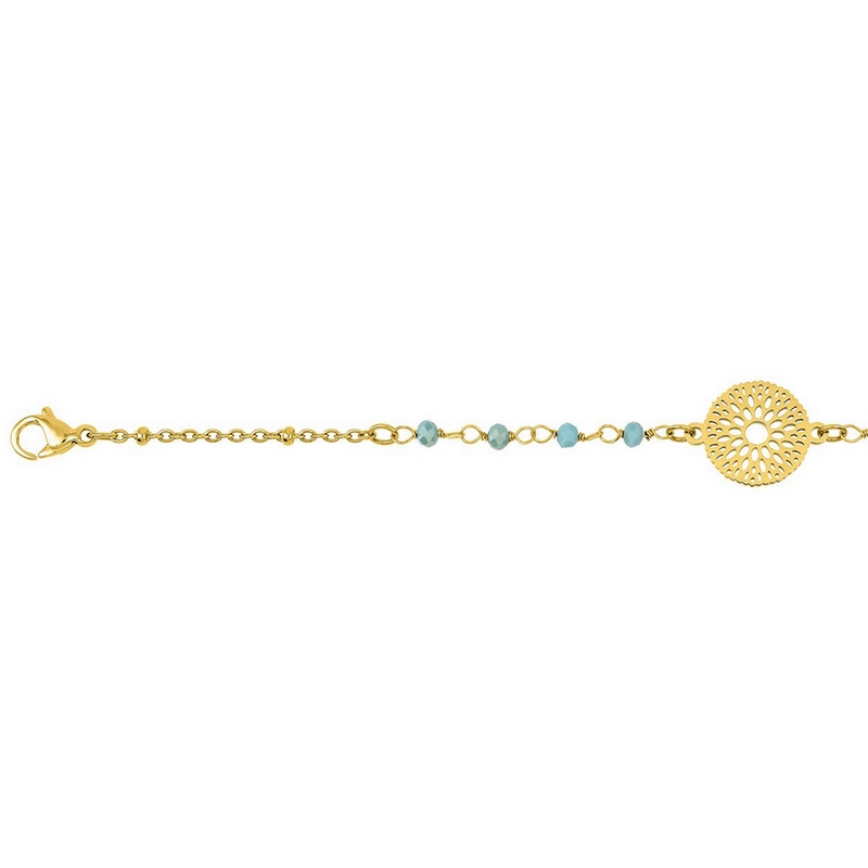 bracelet-femme-acier-inoxydable-doré-robbez-masson-433731 Bracelet Femme Acier inoxydable doré et Cristal turquoise synthétique ROBBEZ MASSON