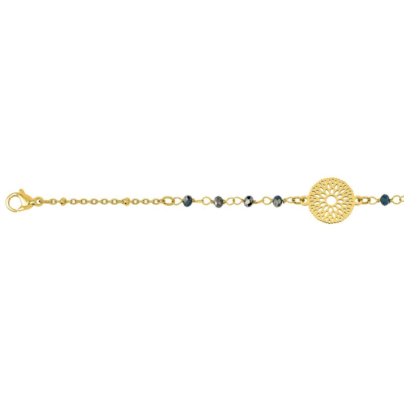Bracelet Femme Acier inoxydable doré et Cristal bleu synthétique ROBBEZ MASSON