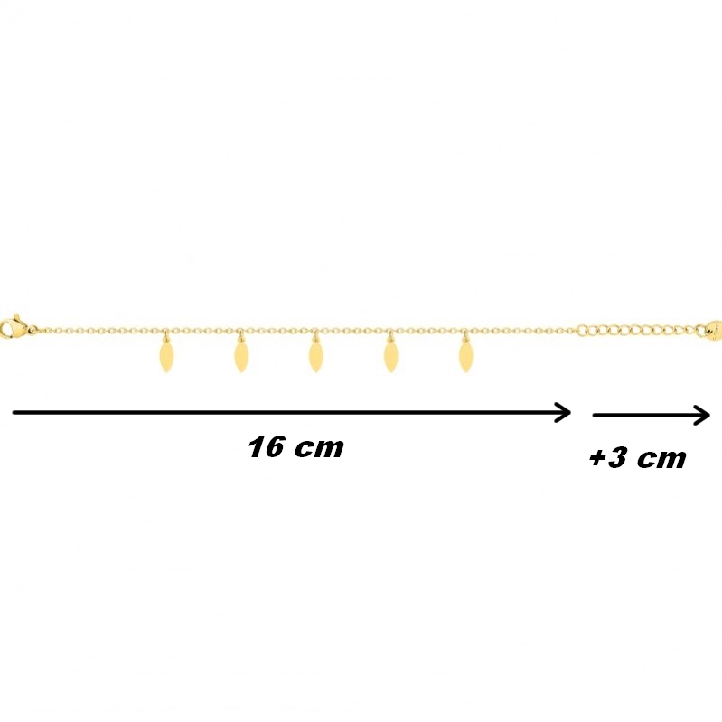 Bracelet breloque Femme Acier inoxydable doré ROBBEZ MASSON, dimensions