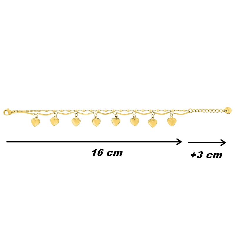 Bracelet breloque Cœur Femme Acier inoxydable doré ROBBEZ MASSON, dimensions
