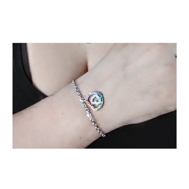 Bracelet double Cœur Femme Acier inoxydable et strass de couleurs LOTUS LS1943-2/2 porté