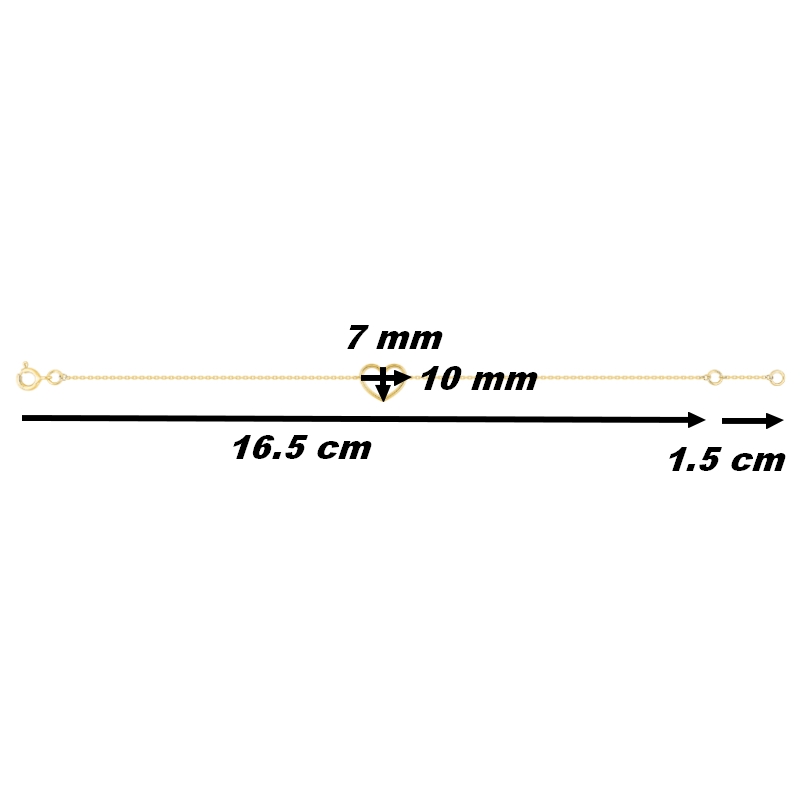 Bracelet Cœur Femme Or jaune 750/1000 ROBBEZ MASSON, dimensions