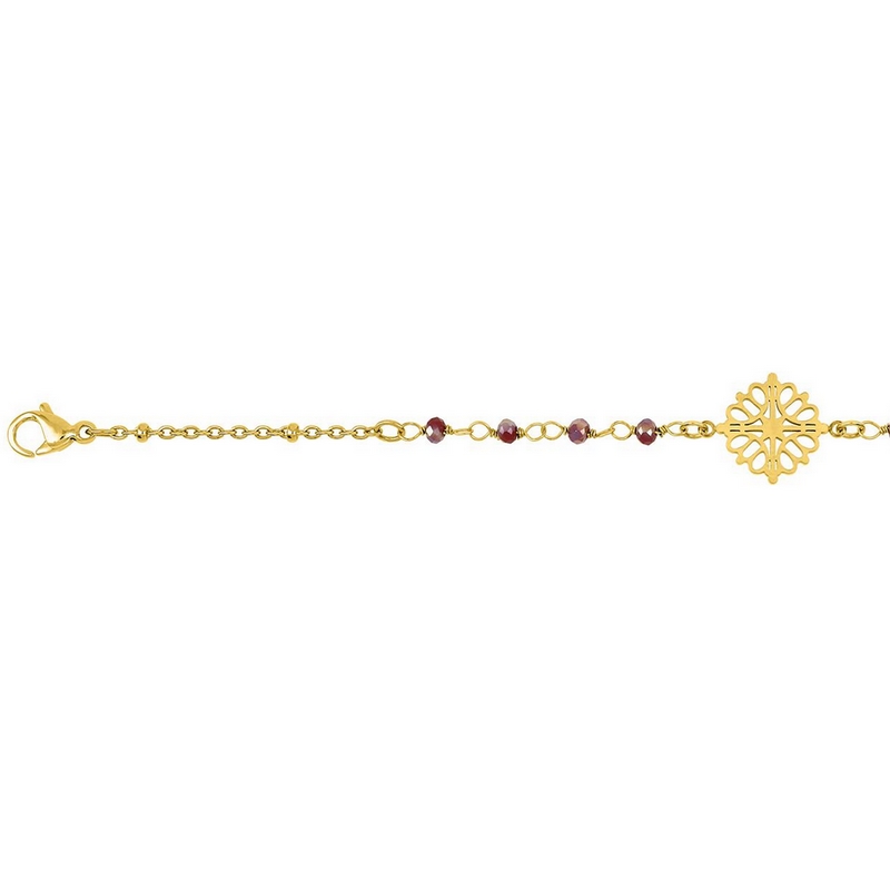 bracelet-femme-cristal-acier-inoxydable-doré-robbez-masson-433742 Bracelet Femme Acier inoxydable doré et Cristal rouge synthétique ROBBEZ MASSON