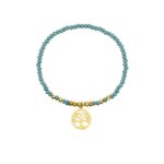 Bracelet élastique Arbre de vie Femme Acier inoxydable doré et Cristal turquoise synthétique ROBBEZ MASSON