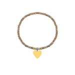 Bracelet élastique Cœur Femme Acier inoxydable doré et Cristal rose synthétique ROBBEZ MASSON