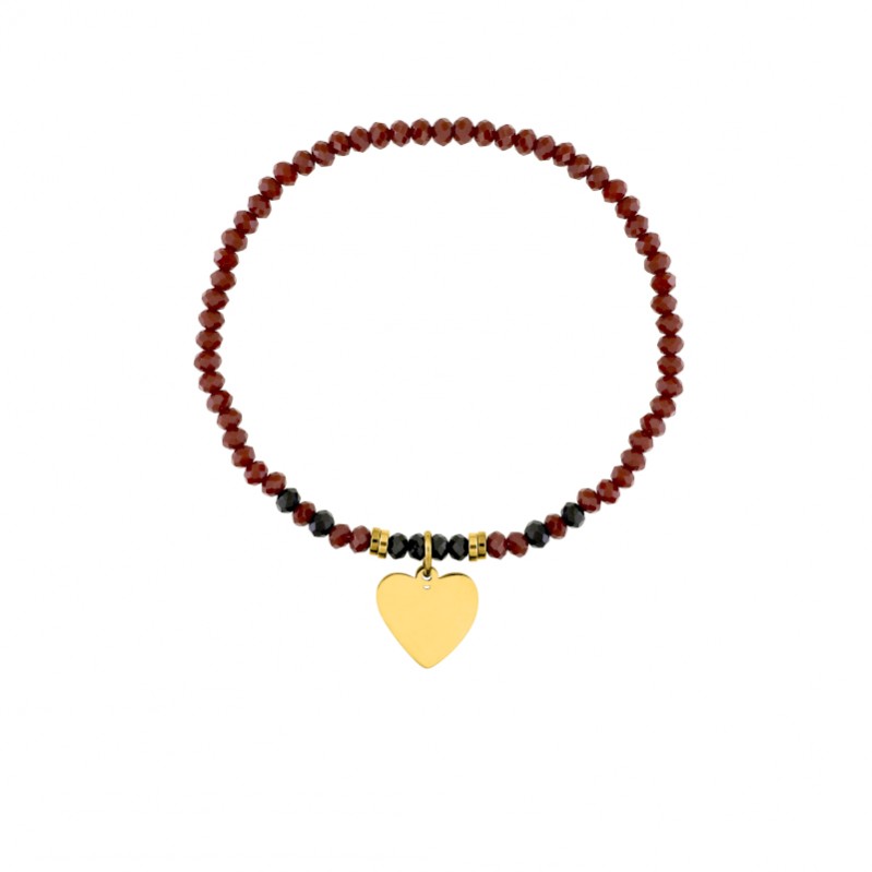 bracelet-femme-elastique-coeur-acier-inoxydable-doré-robbez-masson-433722 Bracelet élastique Cœur Femme Acier inoxydable doré et Cristal rouge synthétique ROBBEZ MASSON
