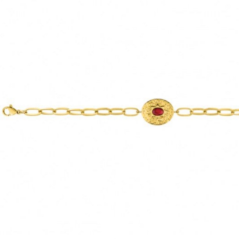 Bracelet Femme Acier inoxydable doré et Turquoise rouge synthétique ROBBEZ MASSON