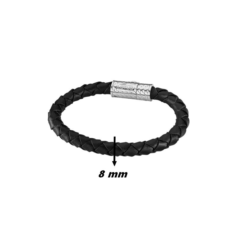 Bracelet Homme Cuir noir et Acier inoxydable LOTUS LS2096-2/2, largeur