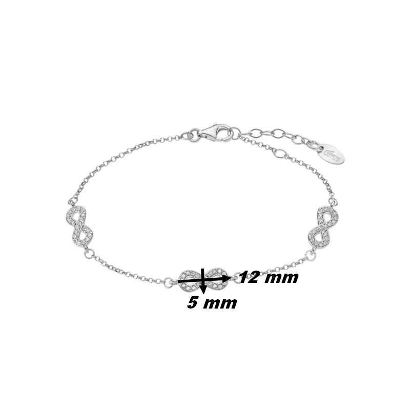 Bracelet Infini Femme Argent 925/1000 et Oxydes de zirconium LOTUS LP3029-2/1, dimensions