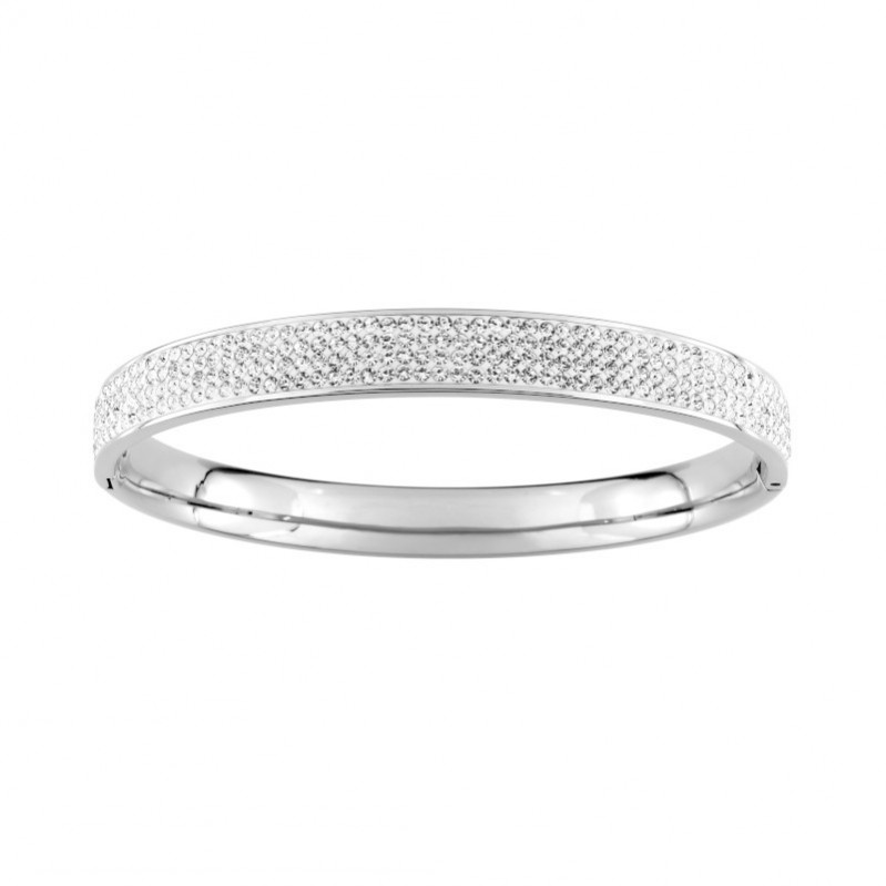 Bracelet jonc Femme Acier inoxydable et Cristal blanc ROBBEZ MASSON