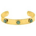 Bracelet jonc ouvert Femme Acier inoxydable doré et Jade verte ROBBEZ MASSON