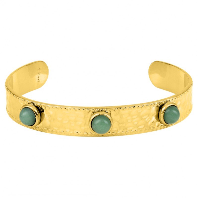 bracelet-ouvert-femme-acier-inoxydable-doré-jade-verte-robbez-masson-433680 Bracelet jonc ouvert Femme Acier inoxydable doré et Jade verte ROBBEZ MASSON