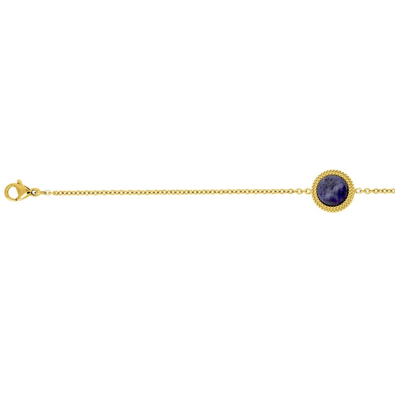 Bracelet rond Femme Acier inoxydable doré et Lapis synthétique ROBBEZ MASSON