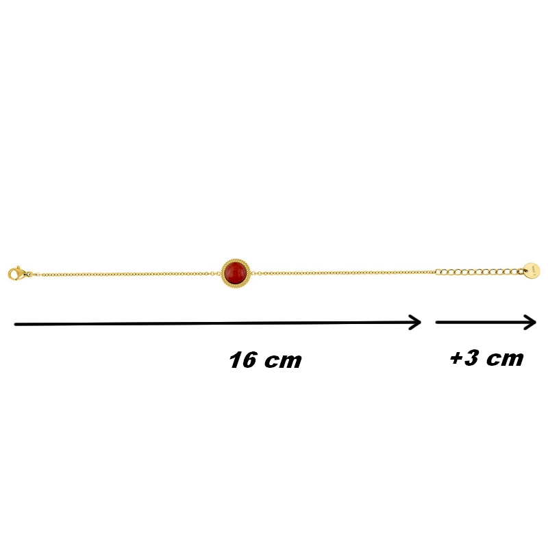 Bracelet rond Femme Acier inoxydable doré et Rubis synthétique ROBBEZ MASSON, dimensions