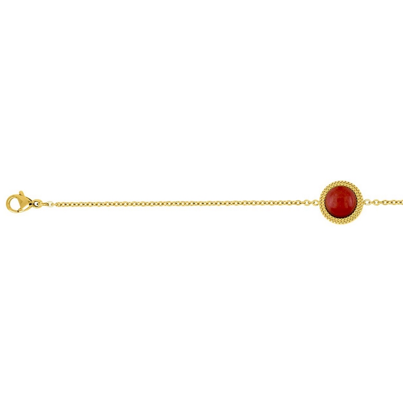 Bracelet rond Femme Acier inoxydable doré et Rubis synthétique ROBBEZ MASSON