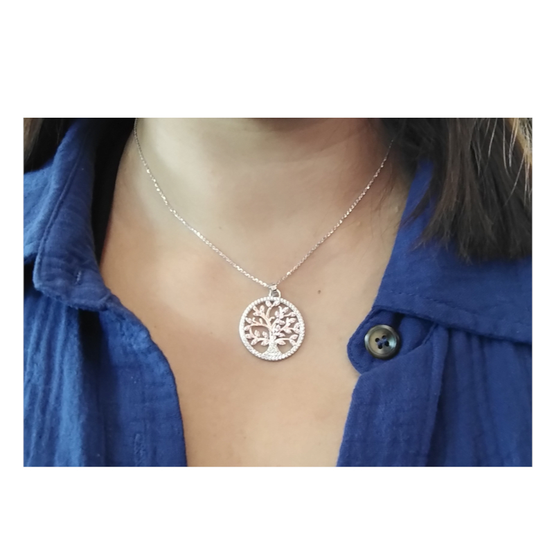 Collier Femme Arbre de vie Argent 925/1000 et Oxydes de zirconium LOTUS LP1897-1/1 porté