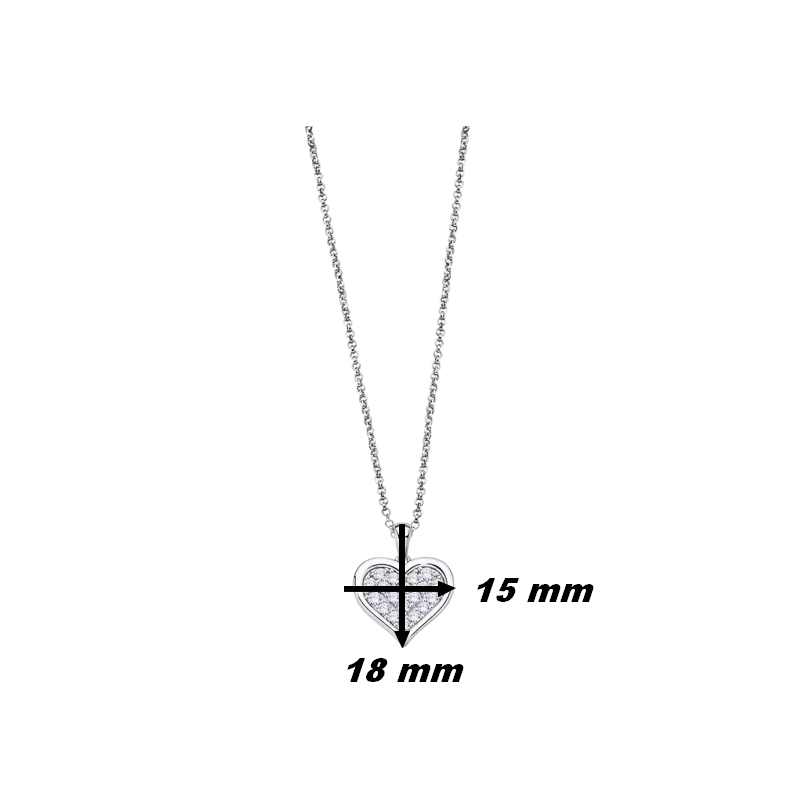 Collier Cœur Femme Argent 925/1000 et Oxydes de zirconium LOTUS LP3125-1/1, dimensions