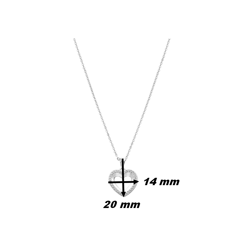 Collier Cœur Femme Argent 925/1000 et Oxydes de zirconium LOTUS LP3137-1/1, dimensions