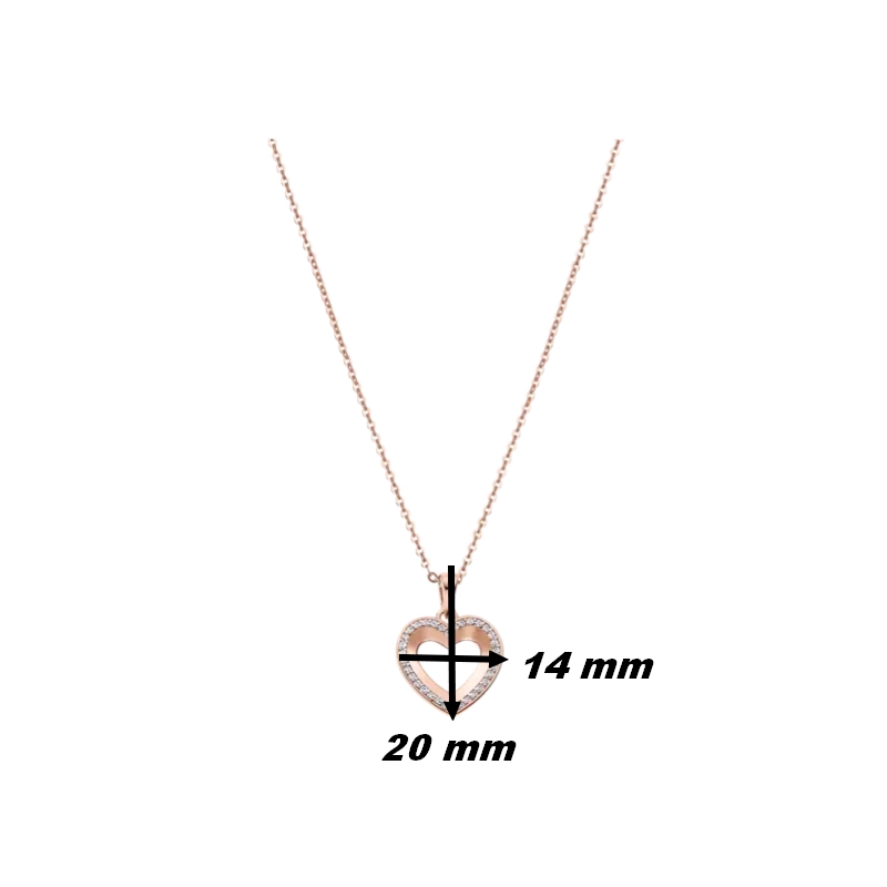 Collier Cœur Femme Argent 925/1000 rosé et Oxydes de zirconium LOTUS LP3137-1/2, dimensions