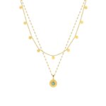 Collier double rang Femme Acier inoxydable doré et Jade verte synthétique ROBBEZ MASSON