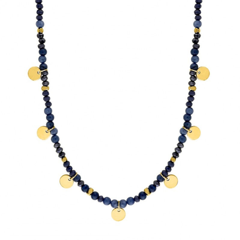 Collier Femme Acier inoxydable doré et Lapis synthétique ROBBEZ MASSON
