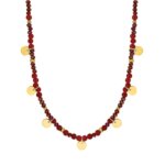 Collier Femme Acier inoxydable doré et Rubis synthétique ROBBEZ MASSON