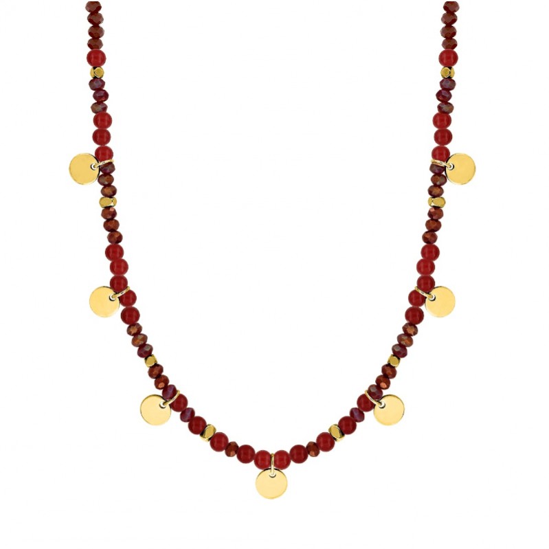collier-femme-acier-inoxydable-doré-ribus-synthétique-robbez-masson-432205 Collier Femme Acier inoxydable doré et Rubis synthétique ROBBEZ MASSON