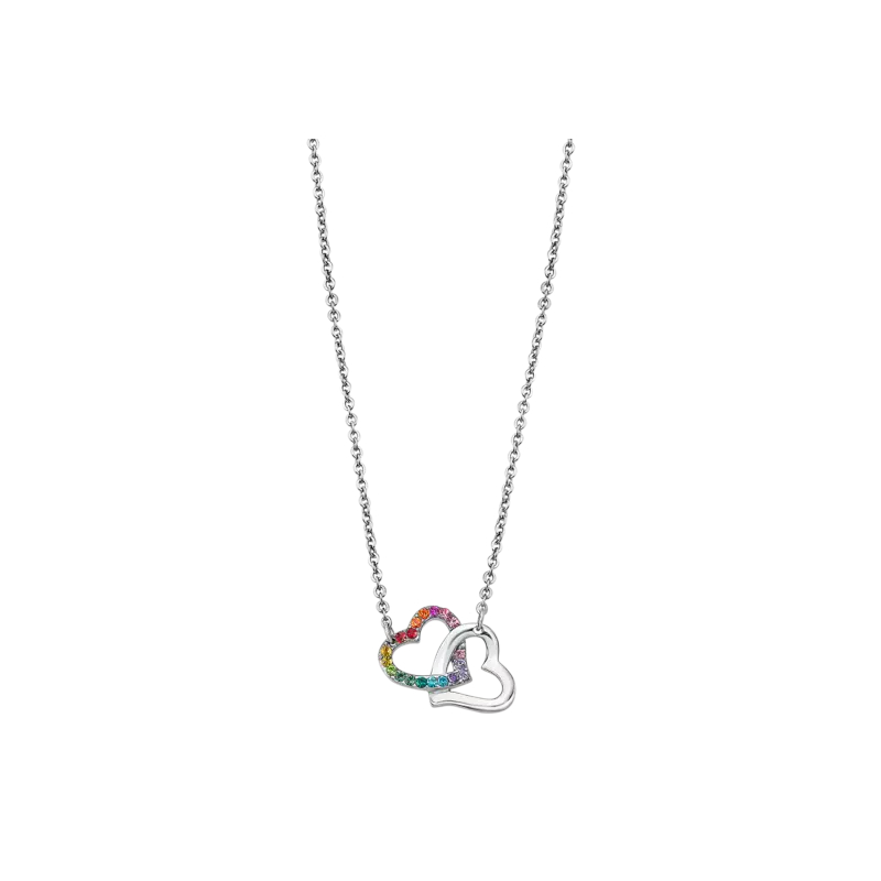 Collier double Cœur Femme Acier inoxydable et strass de couleurs LOTUS LS1912-1/2
