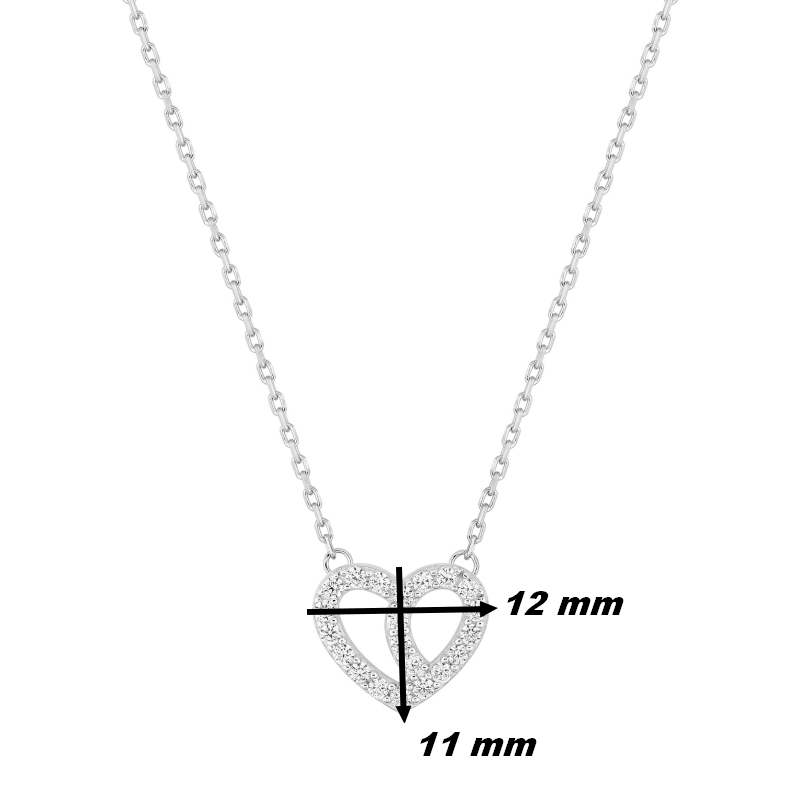Collier Cœur Femme Argent 925/1000 et Oxydes de zirconium ROBBEZ MASSON, dimensions