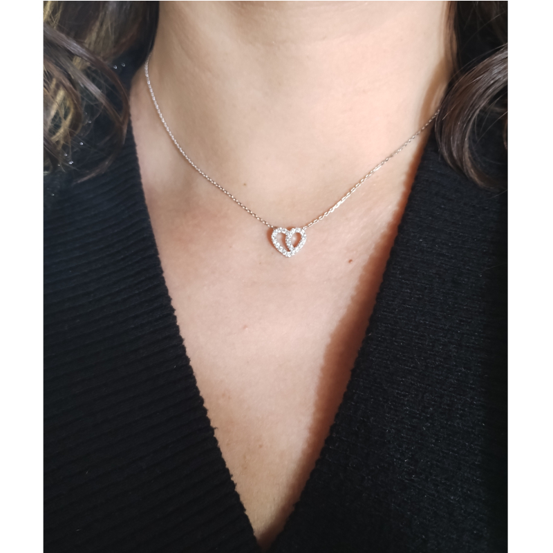 Collier Cœur Femme Argent 925/1000 et Oxydes de zirconium ROBBEZ MASSON porté