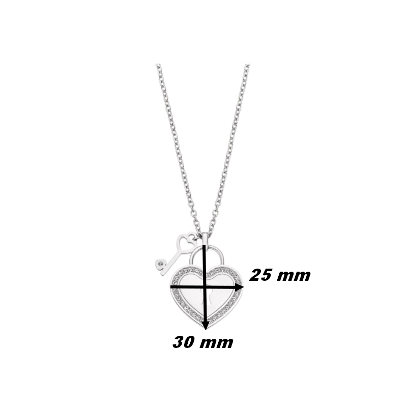 collier-femme-coeur-clef-acier-inoxydable-et-strass-lotus-LS2188-1-1-dimensions Collier Femme Cœur et clé Acier inoxydable et strass LOTUS LS2188-1/1, dimensions