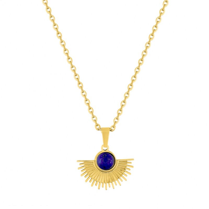 Collier Femme Acier inoxydable doré et Lapis synthétique ROBBEZ MASSON