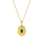 Collier Femme Acier inoxydable doré et Malachite synthétique ROBBEZ MASSON