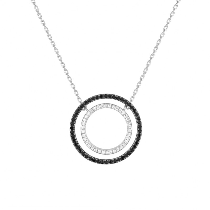collier-femme-rond-argent-rhodié-et-oxydes-blancs-et-noirs-robbez-masson-332289-1 Collier rond Femme Argent 925/1000 et Oxydes de zirconium ROBBEZ MASSON