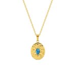 Collier Femme Acier inoxydable doré et Turquoise synthétique ROBBEZ MASSON