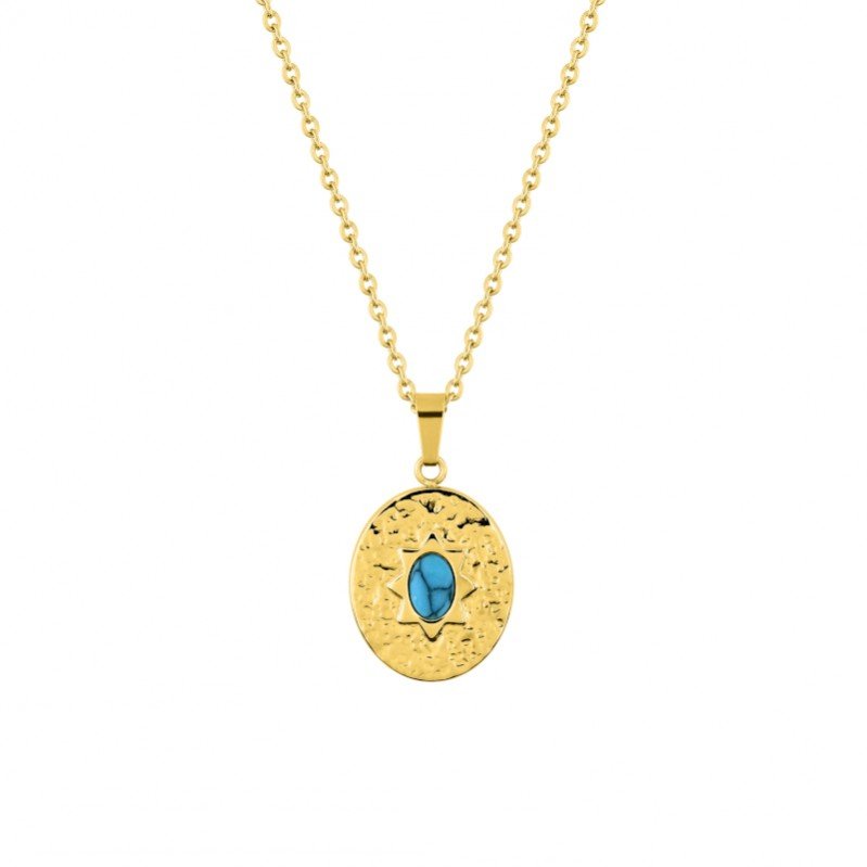 Collier Femme Acier inoxydable doré et Turquoise synthétique ROBBEZ MASSON