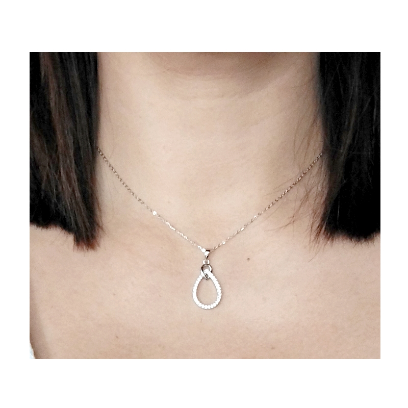 Collier Goutte Femme Argent 925/1000 et Oxydes de zirconium LOTUS LP3058-1/1 porté