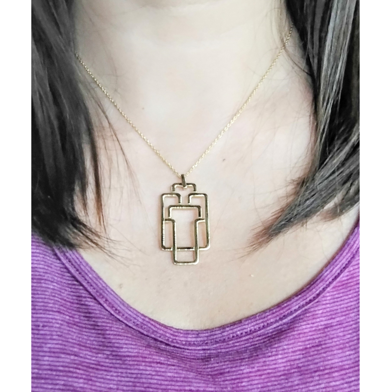 Collier graphique Femme Plaqué Or MURAT porté